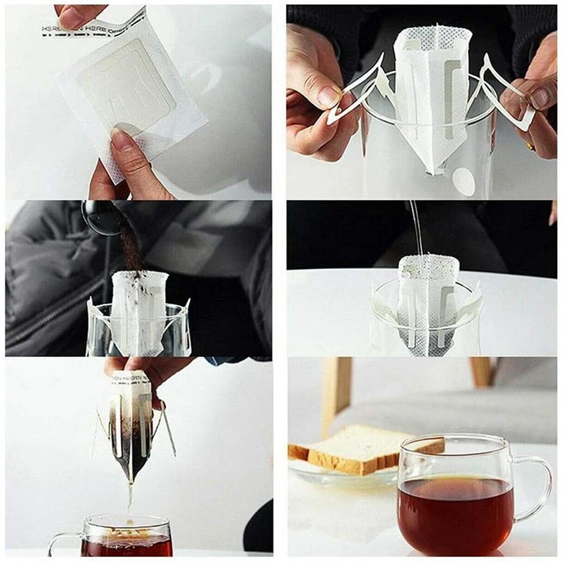 

Hot Sale 200 Pcs Portable Drip Coffee Filter Bag Home Office Travel DIY Hanging Ear Style Coffee Filters Brew Espresso Coffee