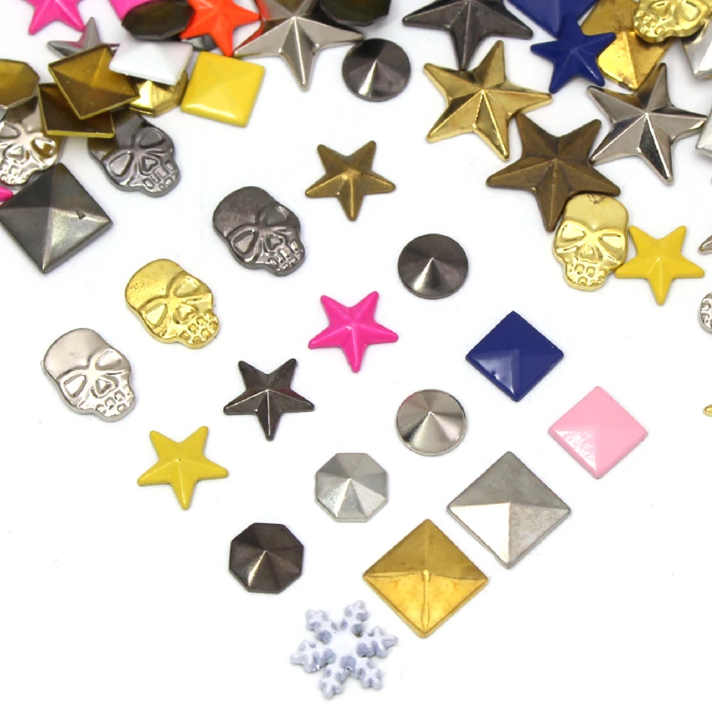 100 шт. многоцветная медная Горячая фиксация в форме звезды/круга/квадрата/черепа
