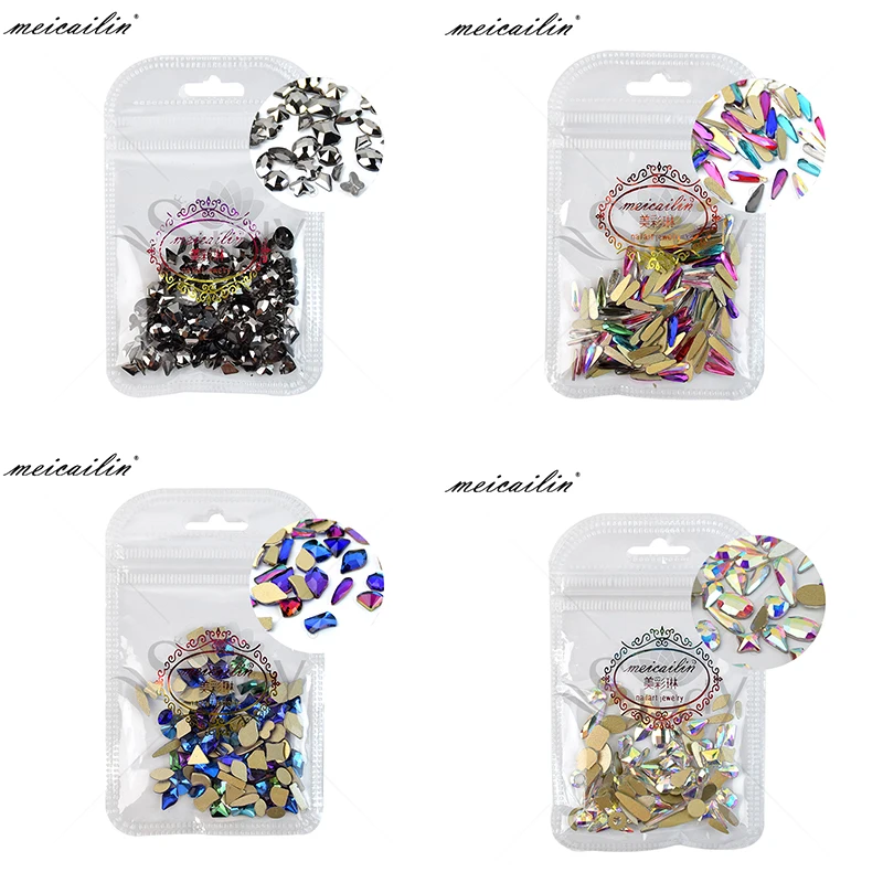 100 шт/партия смешанные размеры Стразы для ногтей драгоценные камни плоская