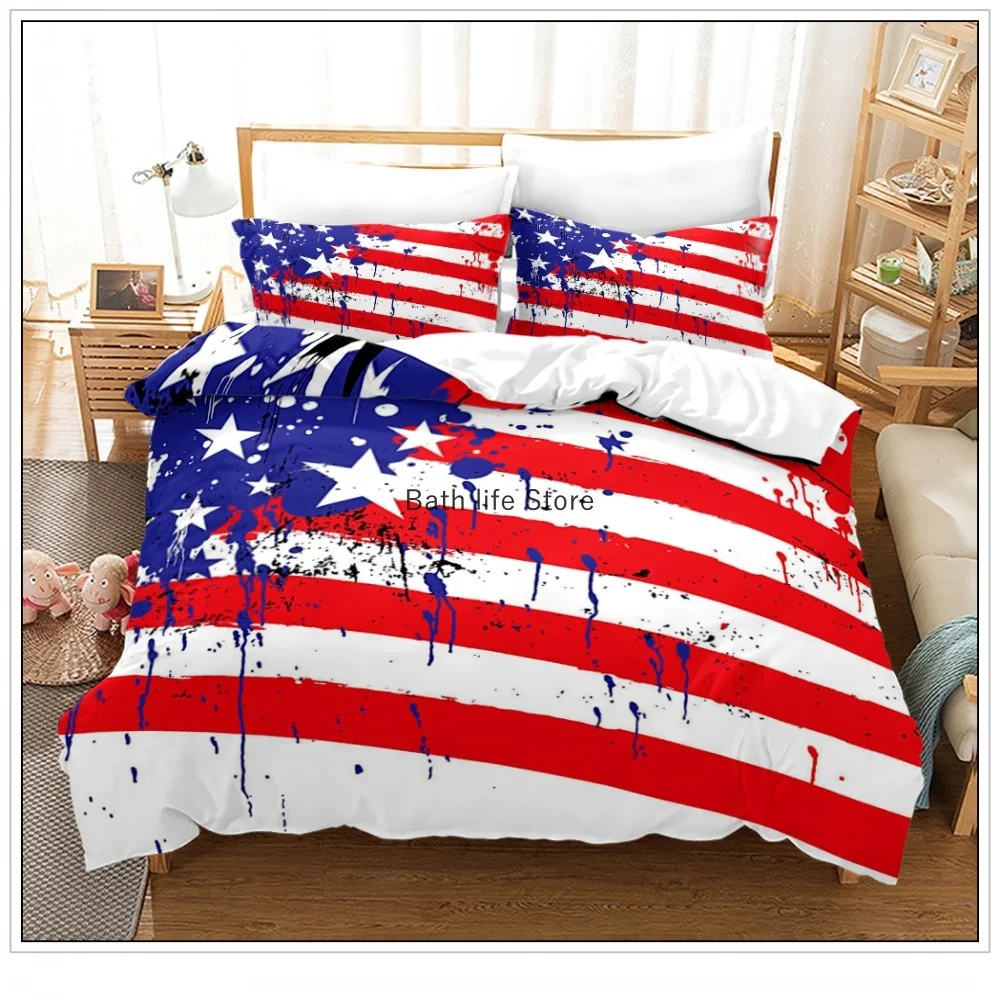 American Flag Eagle Bedding Set Luxury Duvet Cover Soft Bedclothes And Pillowcase Queen Size 2/3pcs Bed Sets Home Textile | Дом и сад