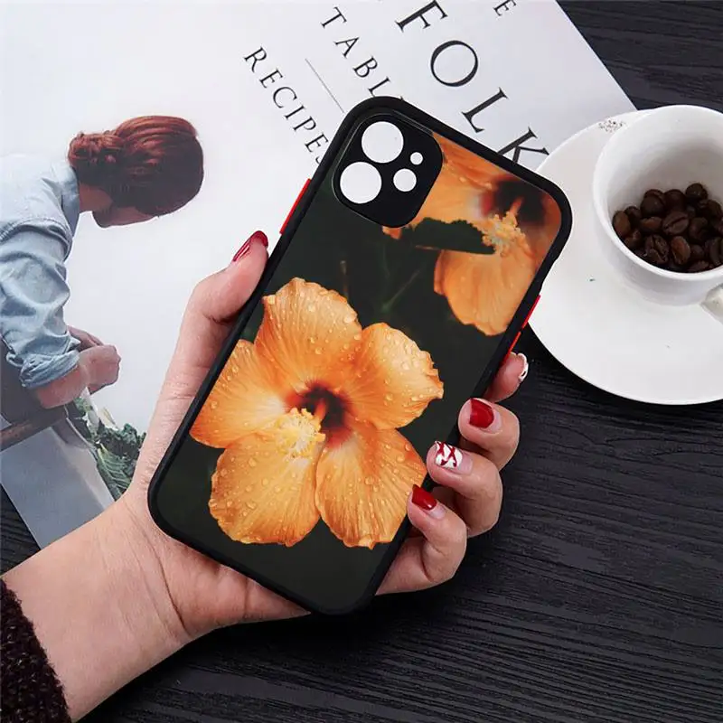 

Hibiscus beautiful art flower Phone Case matte transparent For iphone 7 8 11 12 plus mini x xs xr pro max cover