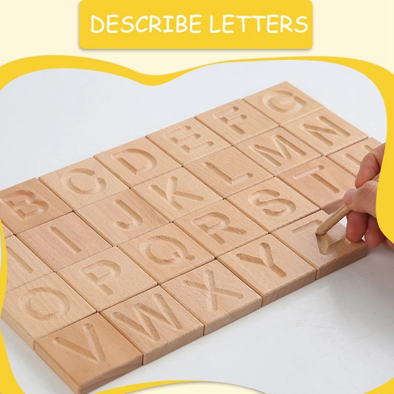 

Children Early Education Toys Calligraphy Groove English Letter Cards Descriptive Alphabet Tracing Board