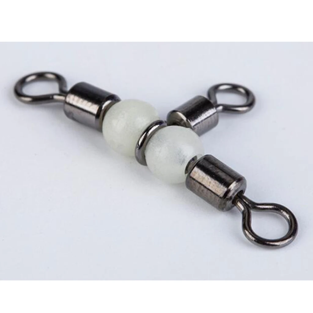 

50 Pieces Noctilucent Fishing Rolling Swivels Snaps Connector Easy to Open