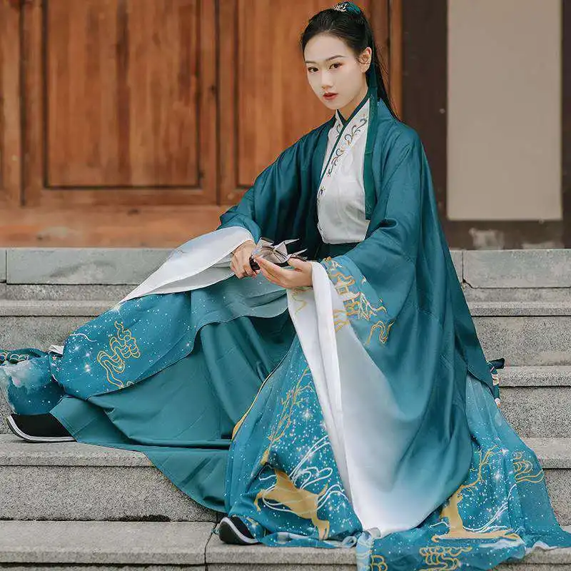 Новый Классический китайский костюм для женщин традиционный Hanfu одежда