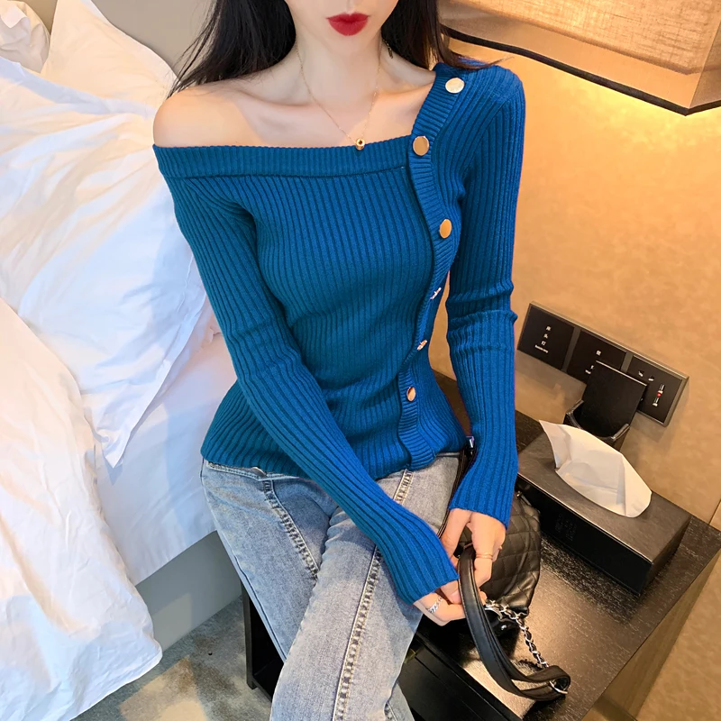 Joinyouth Women Sweaters Solid Korean Irregular Pullovers Button Full Thin 2020 Fashion Spring Clothing Strapless Wild 460 | Женская