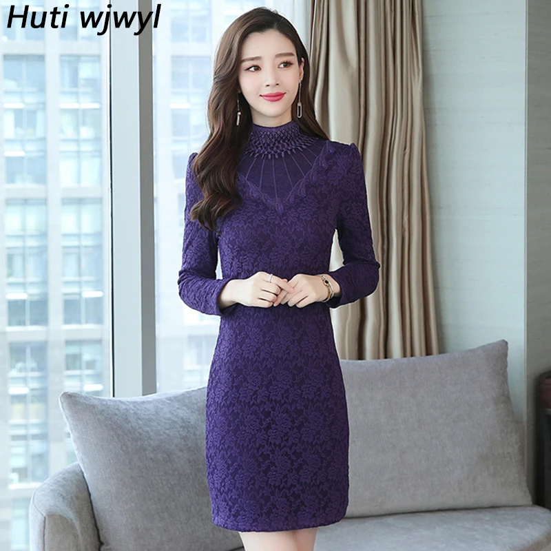 

2022 Black Lace Velvet Thick Warm Dress Autumn Winter Red Vintage Casual Prom Dress Women Elegant Bodycon Party Sexy Mini Dress