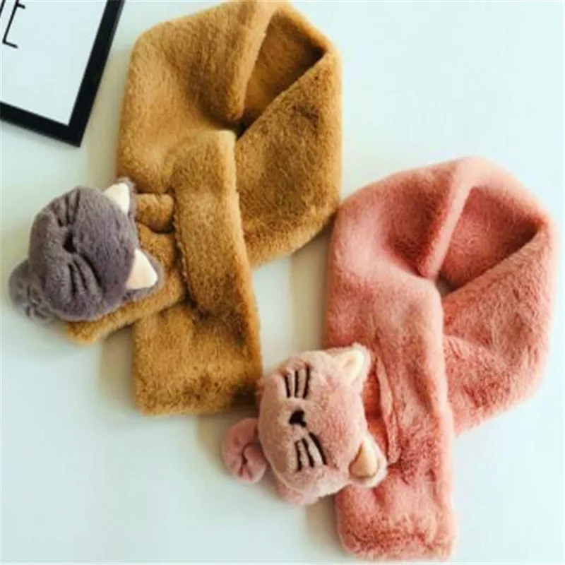 Детский мультяшный пушистый шарф для девочек на осень и зиму maomao кошачий