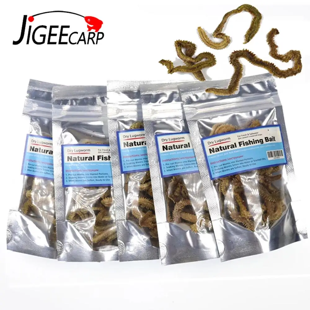 

Jigeecarp 5 Bags Sand Worm Bait Dried Lugworm Natural Carp Fishing Lure Bream Flathead Cod Bass Catfish Salt Water Sandworm