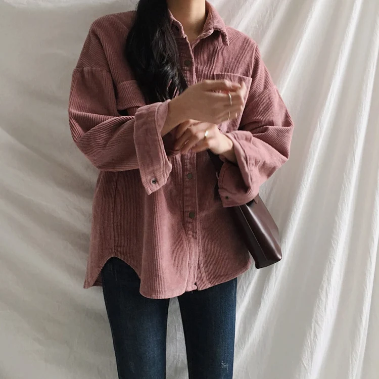 Women's Jackets Spring And Autumn Corduroy Jacket Female Coat With Pockets Plus Size Winter Women Streetwear Casual Clothing
