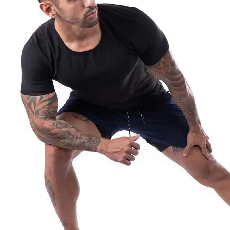 

Мужская дышащая футболка с короткими рукавами для спорта на открытом воздухе, фитнеса, коррекции фигуры