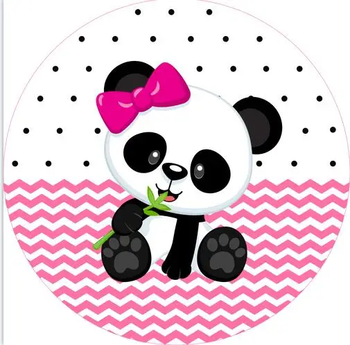 Round Circle Background Birthday Mini Cake Table Party Decor Cute Panda Pink Baby Shower Elastic Fabric 3 Cylinder Plinth Cover |