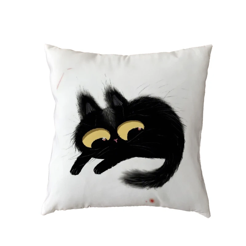 Лидер продаж полиэфирная черная наволочка с изображением кота и кошки из кожи
