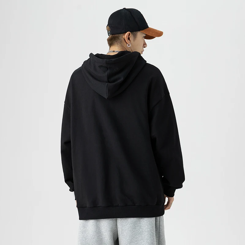 

2021 autumn new flocking letter printing loose wild couple hooded sweater men