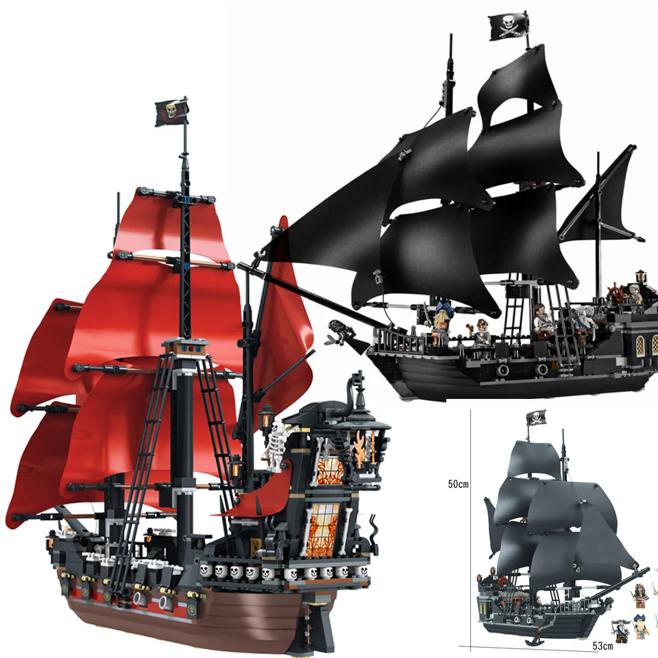 

The Black Pearl Ship Compatible Anne Pirates Ships 4184 4195 Caribbean Model Building Blocks Boys Christmas Gift Kids Toys