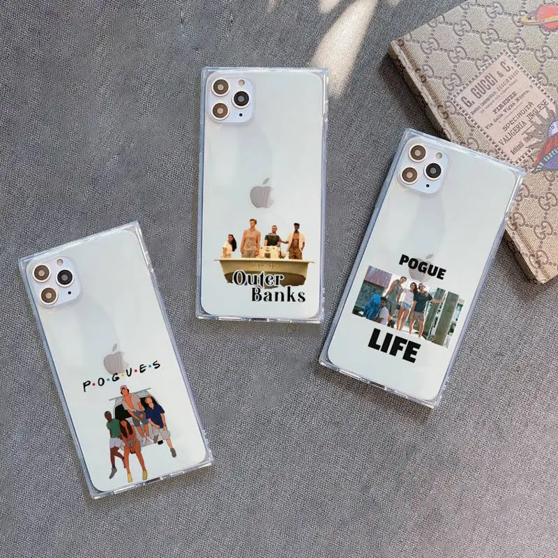 

Outer Banks Livin The Pogue Life Funda soft Phone Case For iPhone 7 8 11 12 X XS XR MINI Pro Max Plus Clear Square Transparent