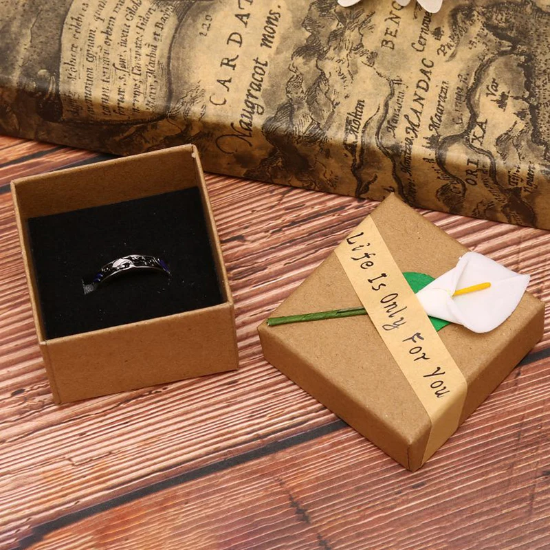 1 шт. креативная коробка для ювелирных изделий ретро крафт бумага кольцо