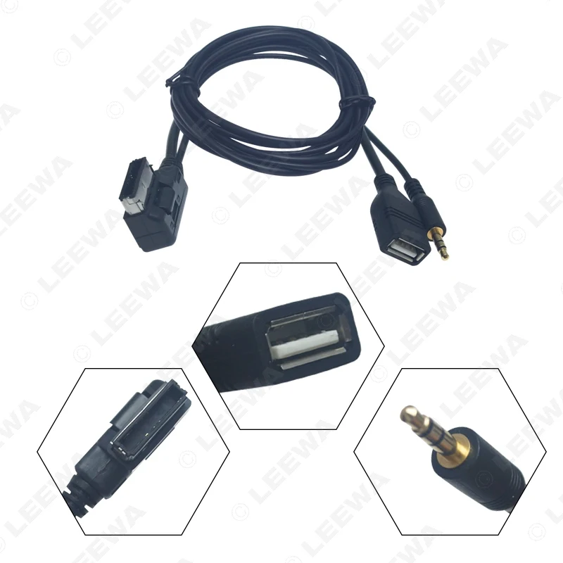 Автомобильный аудио-музыкальный кабель LEEWA 8X 3 5 мм AUX AMI MDI MMI интерфейс USB + зарядное