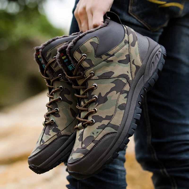 Зимний Теплый плюш тактических видов спорта Для мужчин Обувь на плоской подошве