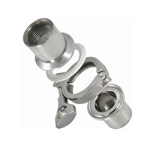 Санитарные фитинги YQBS с внутренней резьбой для труб + тройной зажим + ПТФЭ или силиконовая прокладка из нержавеющей стали SS304