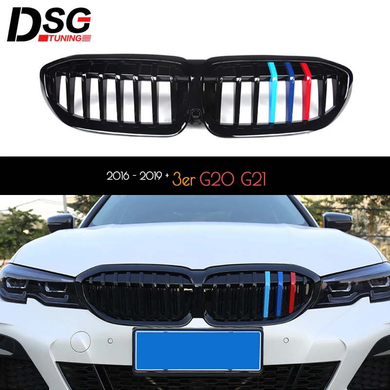 Глянцевый черный M трехцветный АБС пластик решетка радиатора для BMW 2019 новая 3