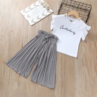 summer 2021 girls clothing sets kids t shirt wide leg pants suits children short sleeve baby girl clothes 5 6 7 8 9 10 12 years