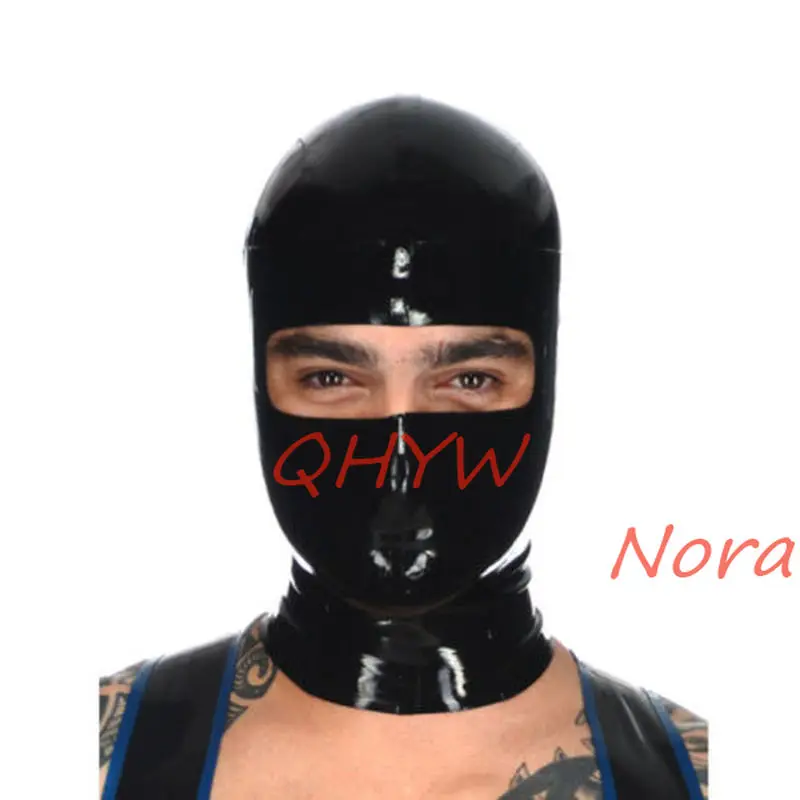 

Маска-Капюшон из натурального латекса для мужчин, костюмы для косплея, фетиш, для косплея, на молнии сзади, клубная одежда