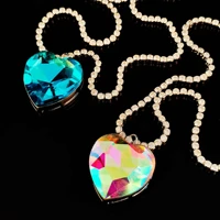 luxury geometric cut sparkling diamond heart pendant necklace for women wedding engagement jewelry moonstone necklace hot hot