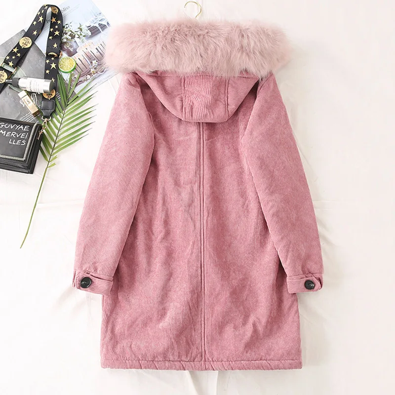 

WQJGR Womens Parka Casual Outwear Autumn Winter Corduroy Military Hooded Coat Winter Jacket Women