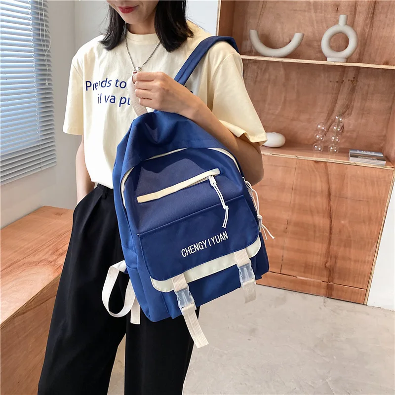 

2021 Women Large Capacity Travel Backpack Female Multi-pocket College School Bags Transparent Pocket Laptop Shoulder Backpacks
