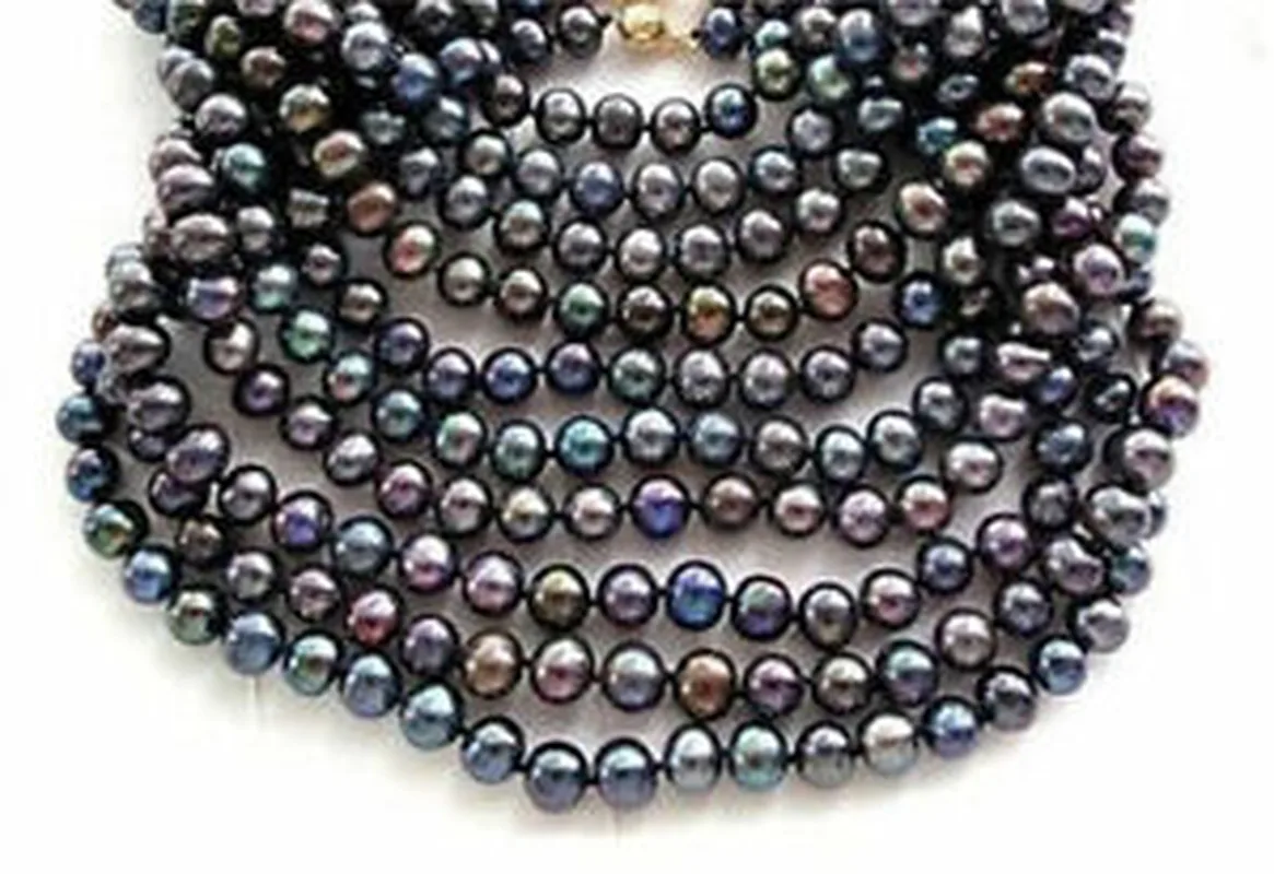 

Stunning 9-10mm tahitian black pearl necklace 48 inch