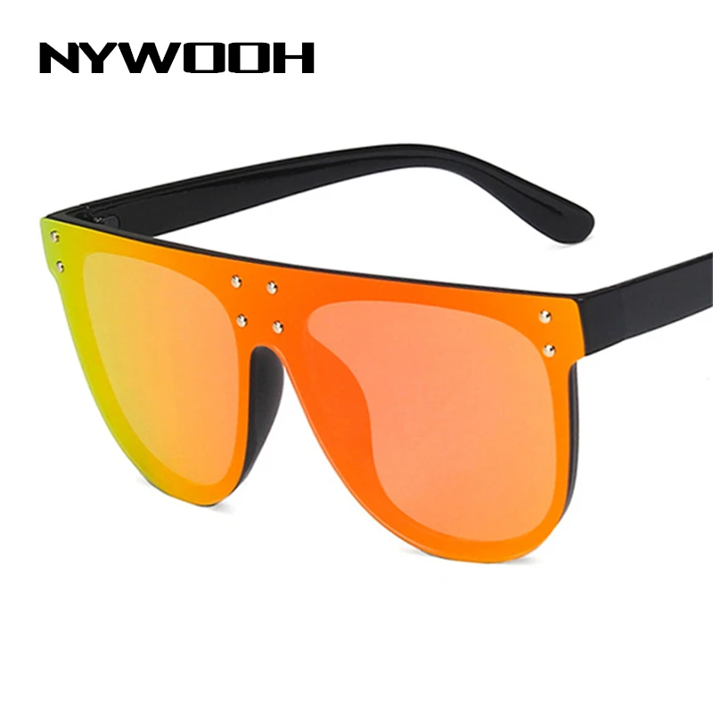 

NYWOOH Oversized Sunglasses for Men Women Flat Top Retro Sun Glasses Colorful Mirror Big Frame Eyeglasses Female Shades Eyewear