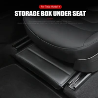 suitable for tesla model y under seat storage box rear seat pu leather interior increase space car accessories