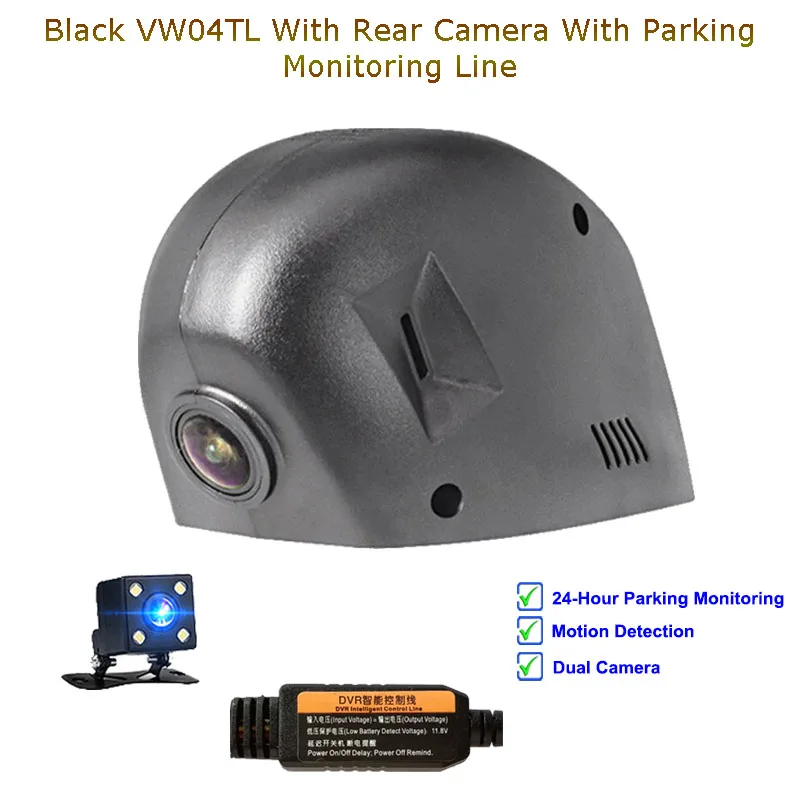Blcak Tow Cam Line Jabriel 1080P Автомобильная камера Скрытая камера 24 часа Автомобильный видеорегистратор для vw golf 4 5 6 7 mk3 mk4 Volkswagen passat b8 Polo Tiguan touareg - Название цвета: Blcak Tow Cam Line