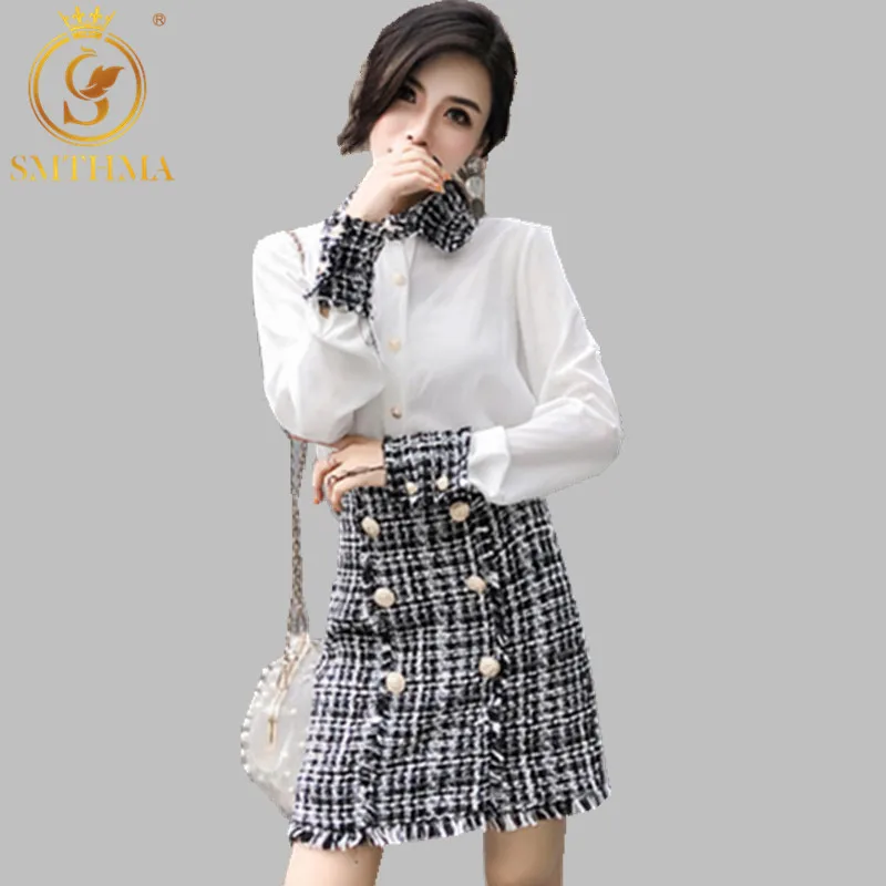 SMTHMA новый осенне зимний элегантный женский комплект из двух предметов Женская