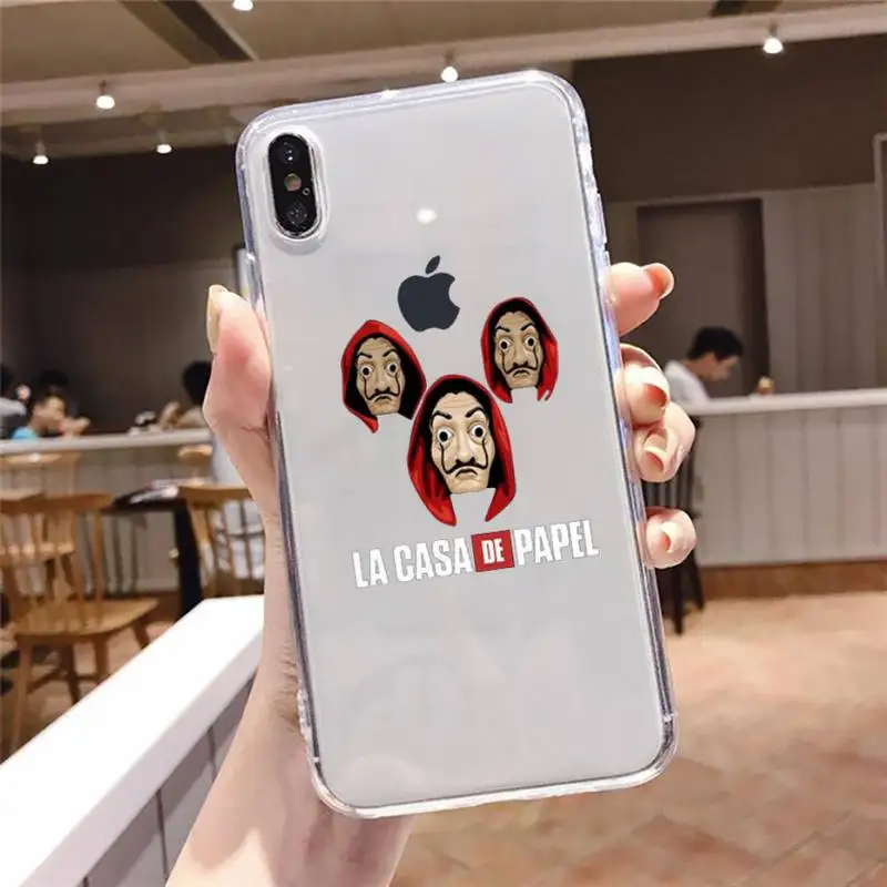

la casa de papel Money Heist Phone Cases Transparent soft For iphone 5 5s 5c se 6 6s 7 8 11 12 plus mini x xs xr pro max