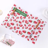 ins placemat for dining table pvc anti scalding table mat strawberry fruit printed coaster insulation pads kitchen accessories