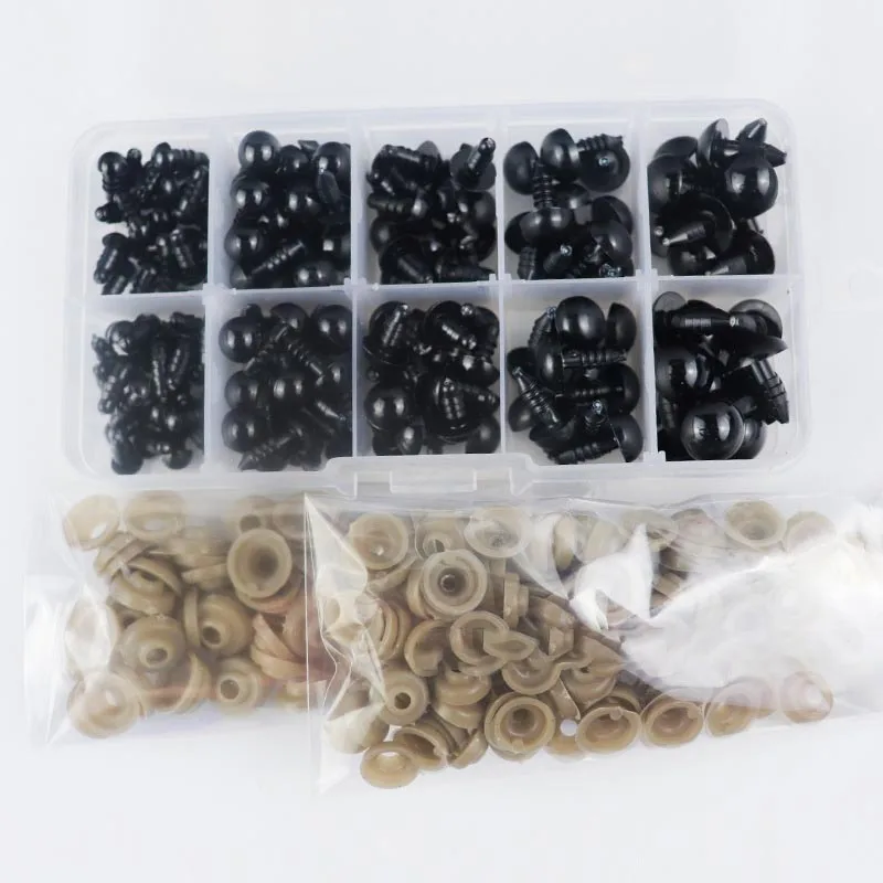 

150 шт./упак. забавные черные пластиковые с шайбами глаза винтовые глаза 6/8/9/10/12 мм «сделай сам» игрушечные аксессуары ручной работы