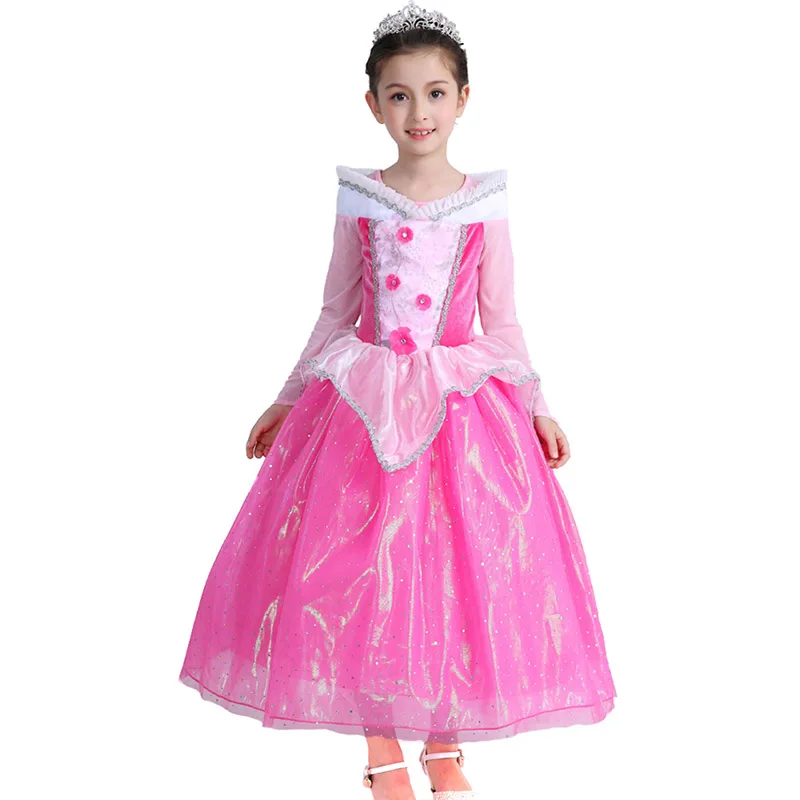 Dress H Платье Авроры принцессы для девочек костюм Спящей красавицы маскарадные платья вечерние бальные платья для девочек на Хэллоуин детская одежда с цветочным рисунком - Цвет: Dress H