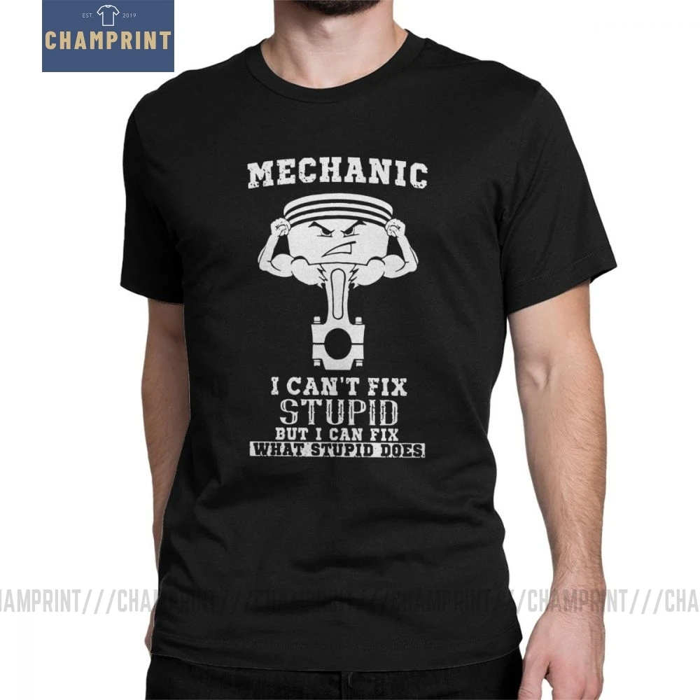 Винтажные мужские футболки Mechanic I Can't исправить глупость 100% хлопок с коротким
