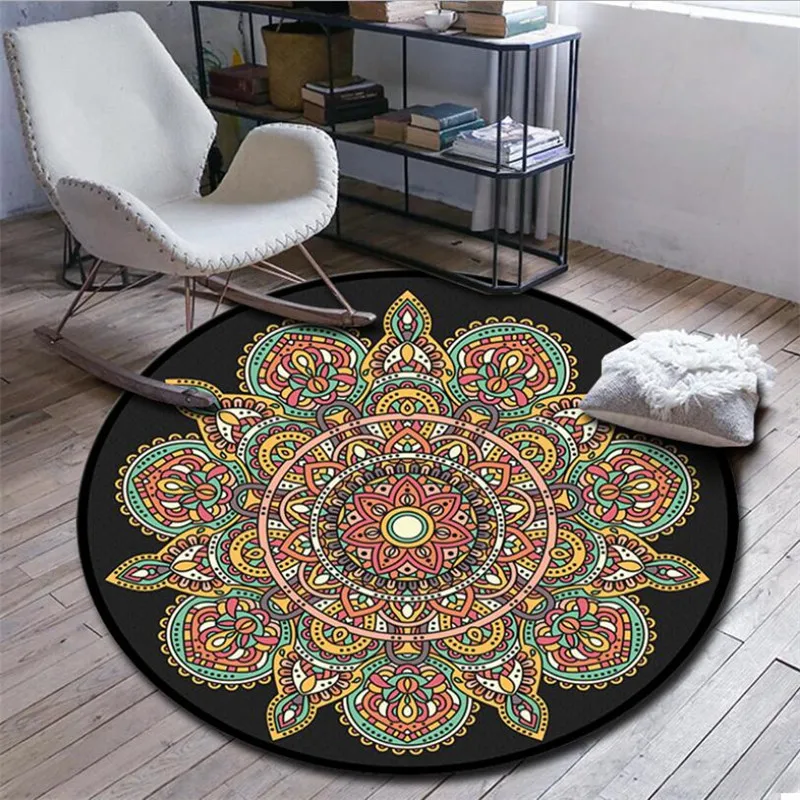 

Bohemian Psychedelic Carpet Square Anti-Skid Area Floor Mat 3D Rug Non-slip Mat Dining Room Living Room Soft Bedroom Carpet 07