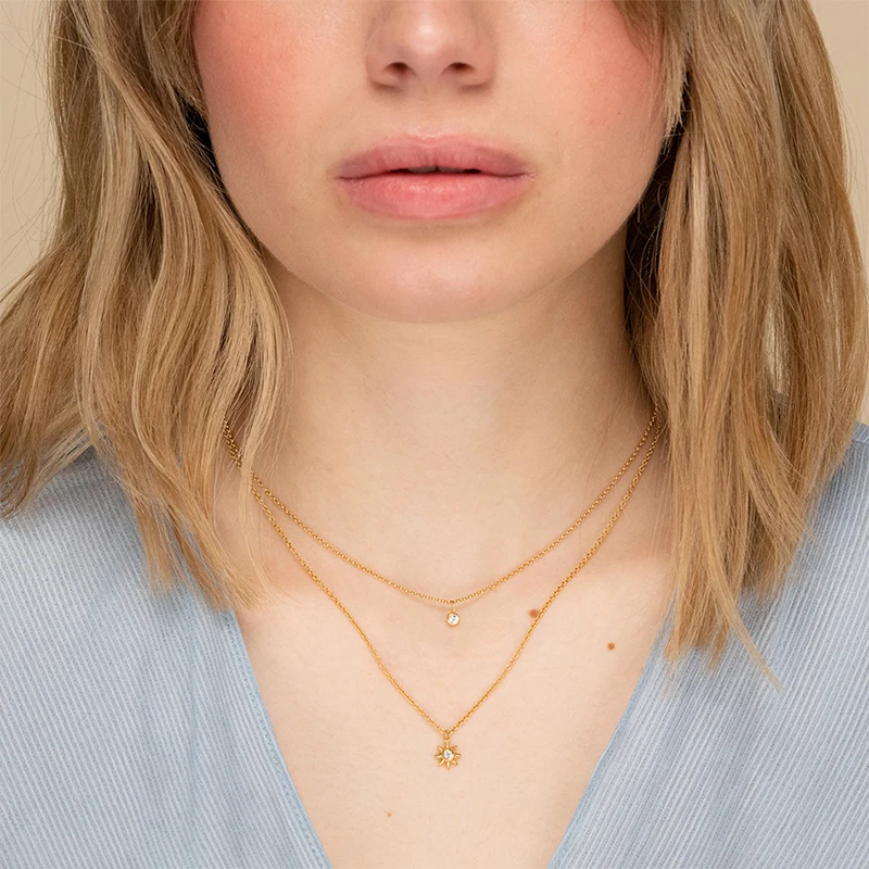 

Trendy 18K Gold Plated Choker 925 Sterling Silver CZ Station Necklace for Women Wedding Engagement Jewelry