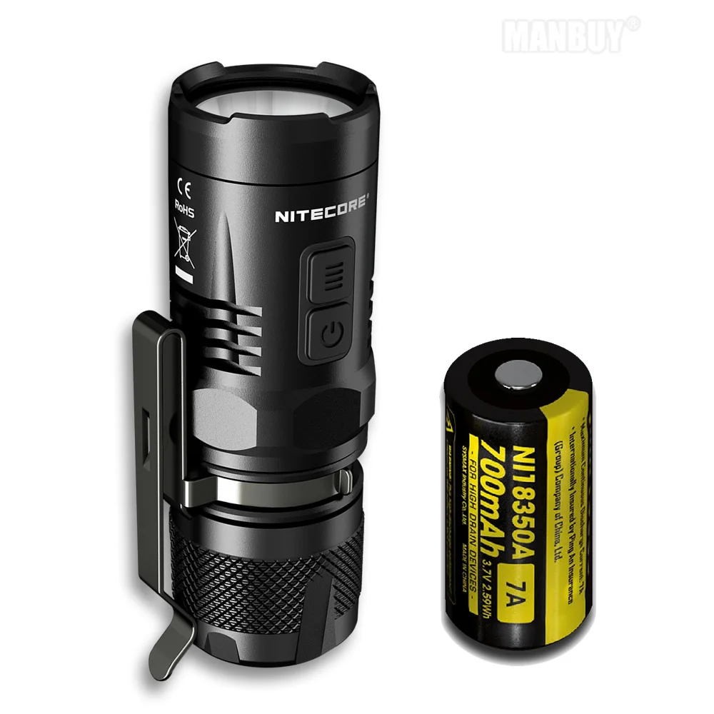 NITECORE оптовая продажа EC11 + IMR 18350 перезаряжаемая батарея 900LM белый красный