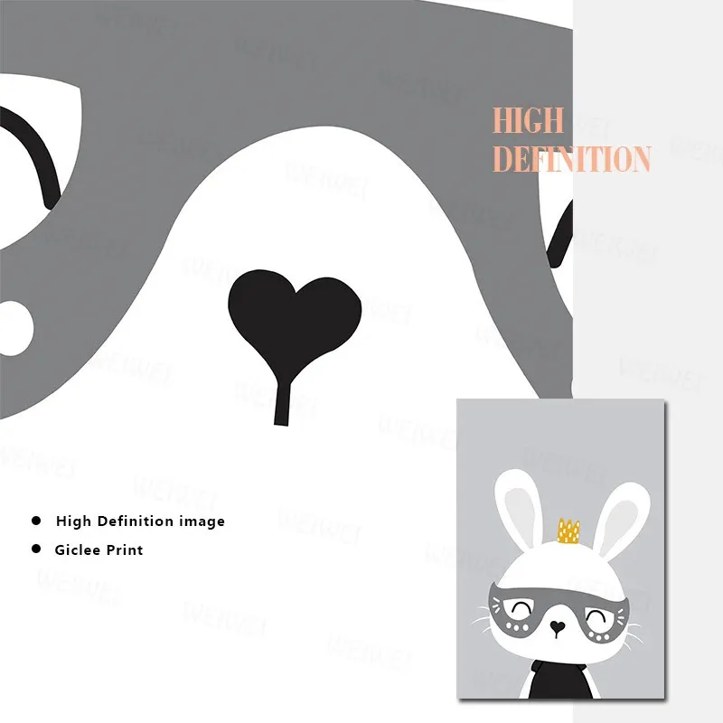 

Rabbit Wall Art Canvas Posters and Prints Cartoon Bunny Painting Nordic Kids Decoration Pictures Baby Children Bedroom Decor