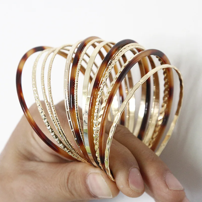 Винтажные круглые Многослойные браслеты из сплава женские ацетата акриловый