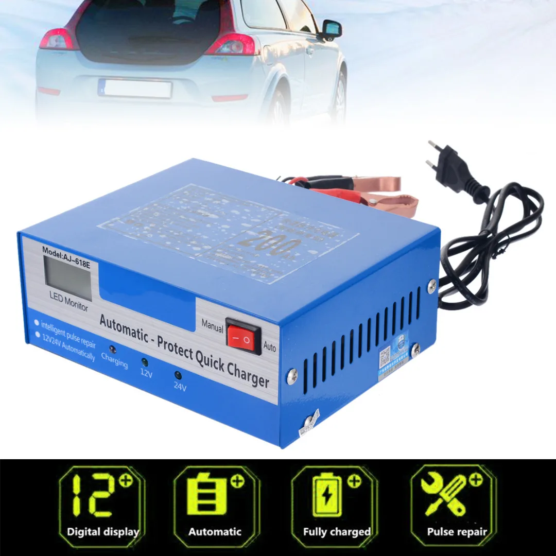 Mayitr 1pc Car 220W 12V 24V Car Auto Lead Acid Battery Charger Automatic Intelligent Pulse Repair Tool Accessories