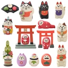 Японские настоящие кавайные талисманы Манеки Неко кошка удачи лиса Миниатюрные модели фигурок Рождественский магазин украшение для дома