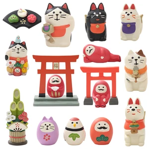 Японские настоящие кавайные талисманы Манеки Неко кошка удачи лиса Миниатюрные модели фигурок Рождественский магазин украшение для дома