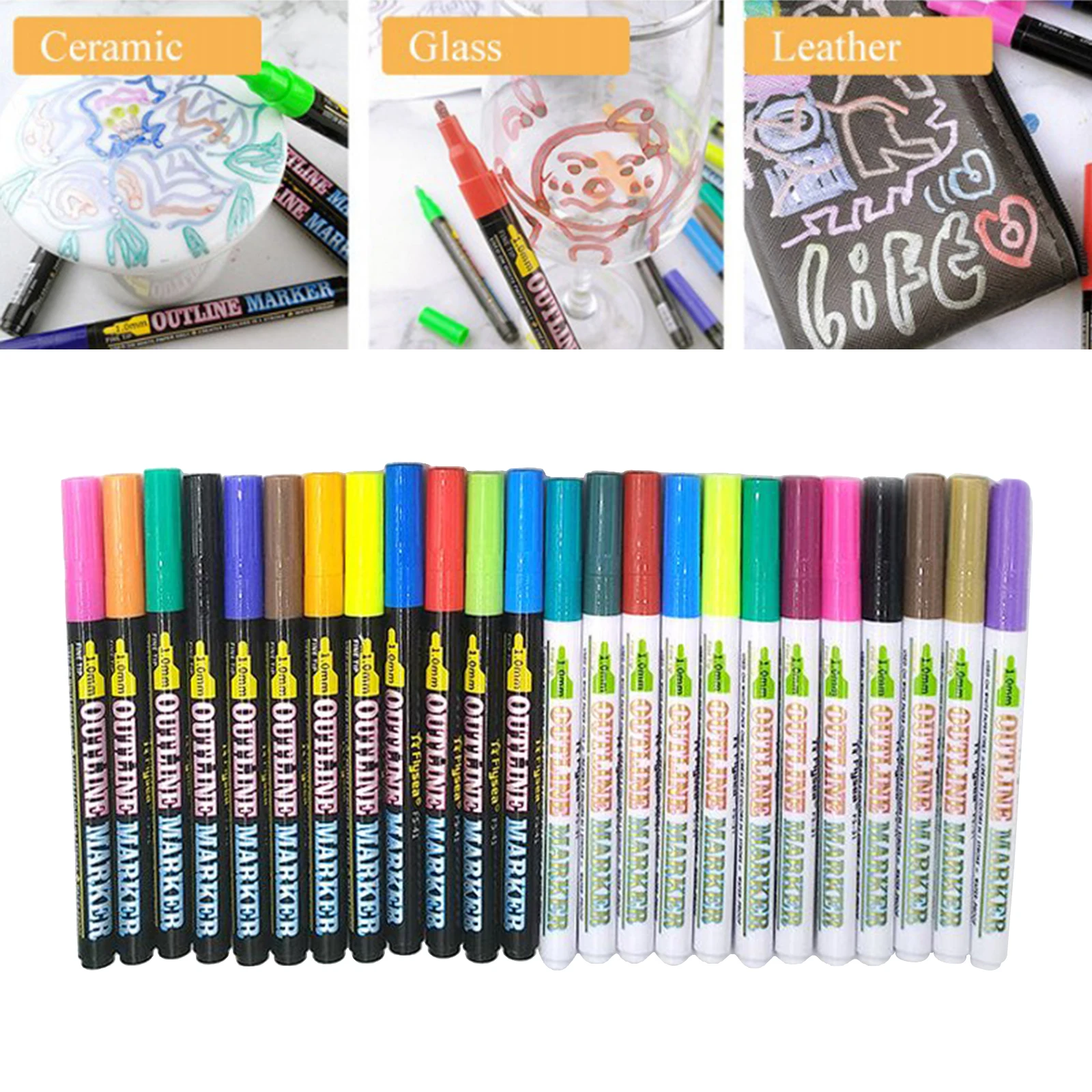 24 Colors Double Line Outline Pen Set Highlighter Marker Doodle Dazzles Pens |
