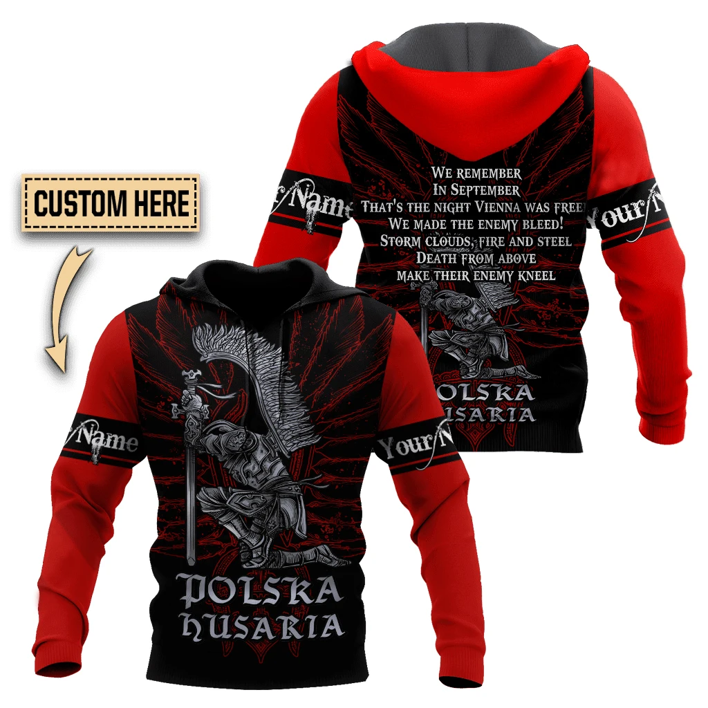 

Dark Plstar 3D Printed Hussars Polska Custom Name Harajuku Streetwear Pullover Casual Unisex Hoodies/Sweatshirt/Zip