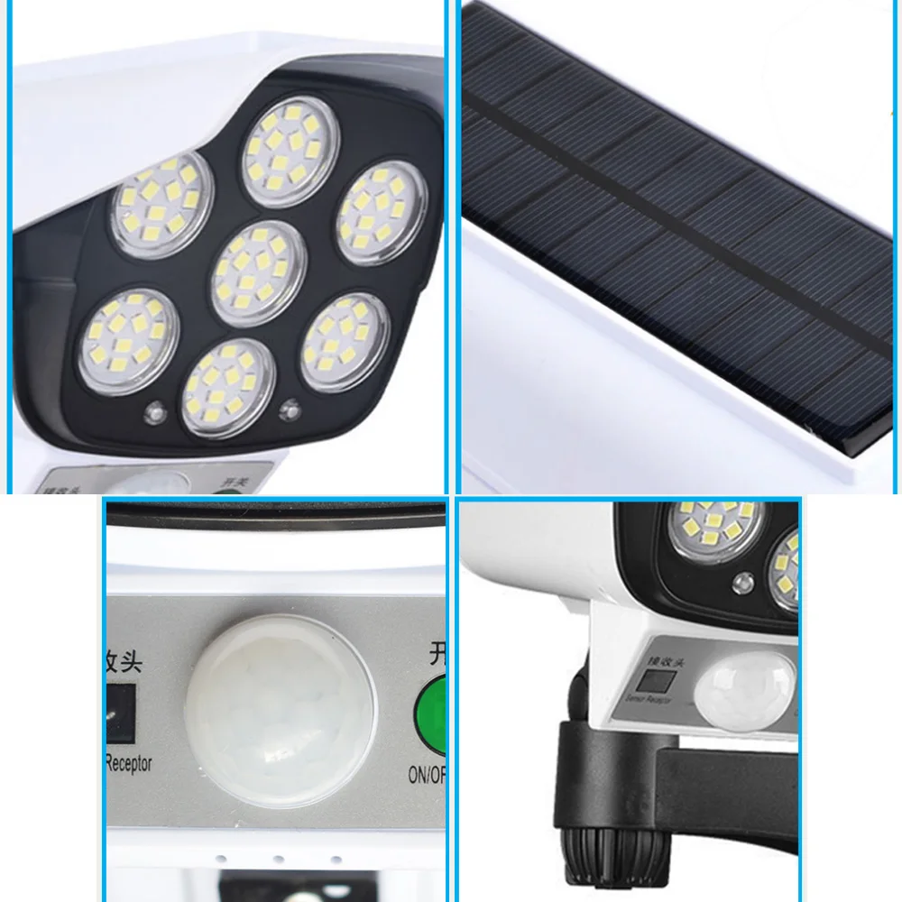 

Solar Led Light Outdoor With Motion Sensor Street Spotlight Security Simulation Fake Dummy Camera Lamp